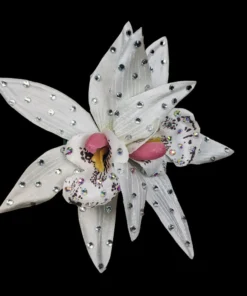 Nicoletta Carlone "Aphrodite" Rhinestone Embellished Orchid Hair Flower Pin