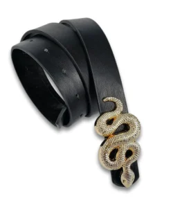 Nicoletta Carlone "Rachel" Black Vegan Leather Snake Belt
