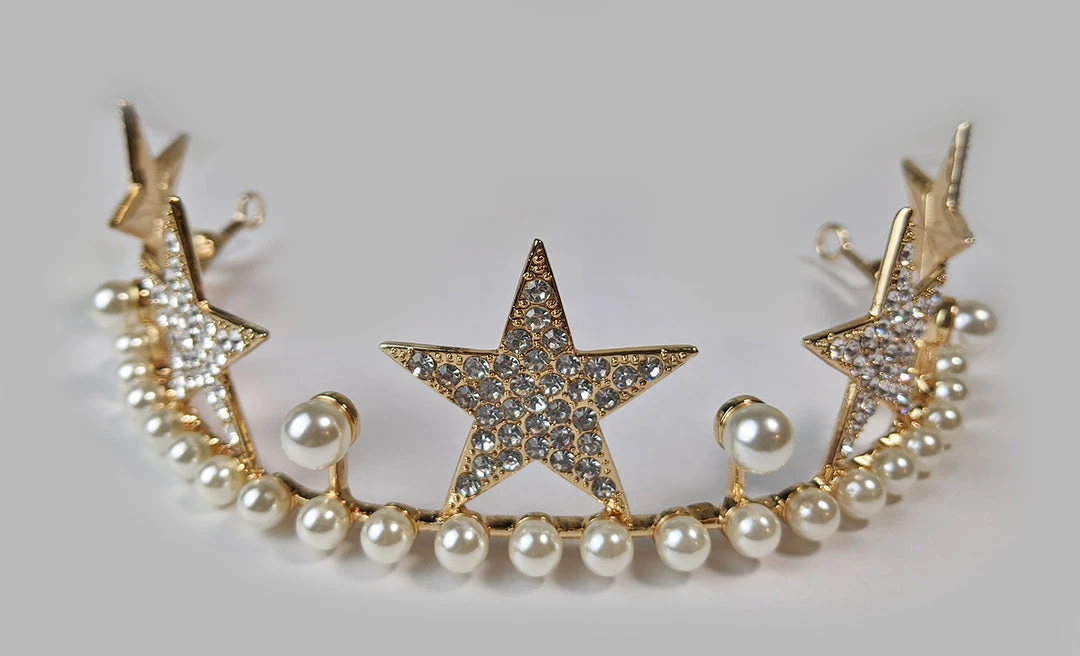 Nicoletta Carlone "Alexandrine" Star And Pearl Tiara Crown Nicoletta Carlone "Alexandrine" Star And Pearl Tiara Crown