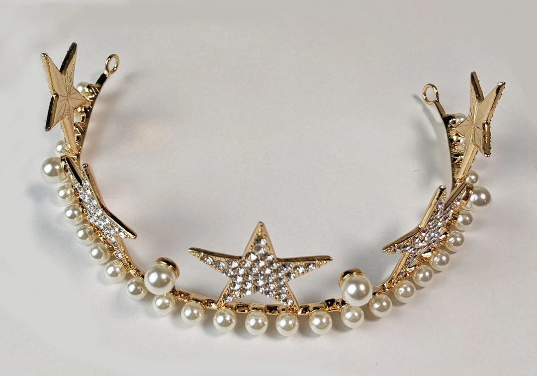 Nicoletta Carlone "Alexandrine" Star And Pearl Tiara Crown Nicoletta Carlone "Alexandrine" Star And Pearl Tiara Crown