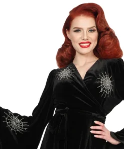 Nicoletta Carlone "Carlotta" Hand Embroidered Velvet Edwardian Style Spiderweb Robe 10 Nicoletta Carlone