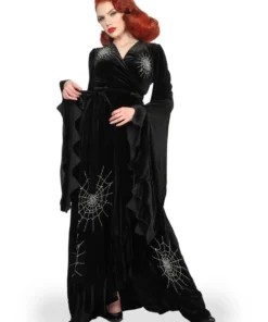 Nicoletta Carlone "Carlotta" Hand Embroidered Velvet Edwardian Style Spiderweb Robe