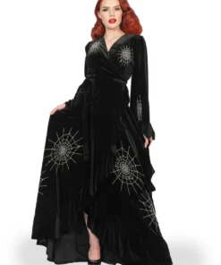 Nicoletta Carlone "Carlotta" Hand Embroidered Velvet Edwardian Style Spiderweb Robe 9 Nicoletta Carlone