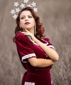 Nicoletta Carlone "Mia" Burgundy Velvet 1930s-40s Style Dress Shop