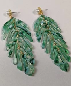 Nicoletta Carlone "Alta" Acrylic Leaf Dangle Earrings Shop