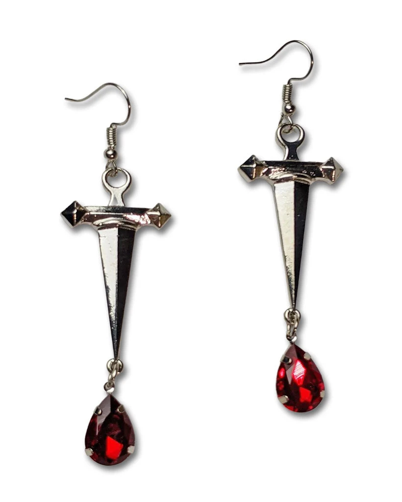Nicoletta Carlone JEWELRY "Olivia" Dagger And Blood Drop Earrings Nicoletta Carlone JEWELRY "Olivia" Dagger And Blood Drop Earrings