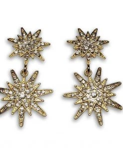 Nicoletta Carlone "Estelle" Gold Rhinestone Starburst Earrings JEWELRY