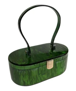Nicoletta Carlone "Emma" Mid-Century Style Acrylic Purse - Malachite Green (pre-order) ACCESSORIES