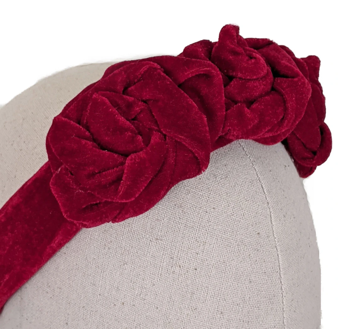Nicoletta Carlone "Norah" Red Velvet Roses Headband Nicoletta Carlone "Norah" Red Velvet Roses Headband