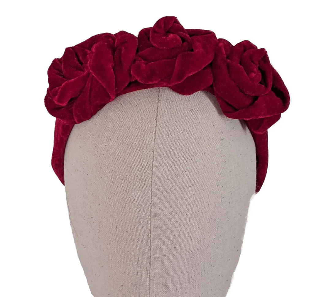 Nicoletta Carlone "Norah" Red Velvet Roses Headband Nicoletta Carlone "Norah" Red Velvet Roses Headband