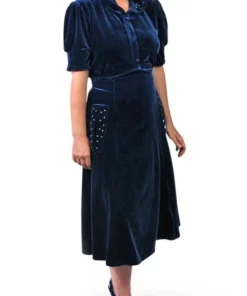 Nicoletta Carlone Shop "Noctis" 1930s Style Blue Velvet Hooded Stars Dress 7 Nicoletta Carlone Shop