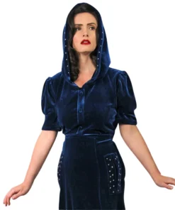 Nicoletta Carlone Shop "Noctis" 1930s Style Blue Velvet Hooded Stars Dress