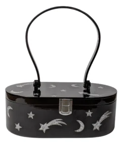 Nicoletta Carlone "Emma" Mid-Century Style Acrylic Purse - Black And Silver Shop