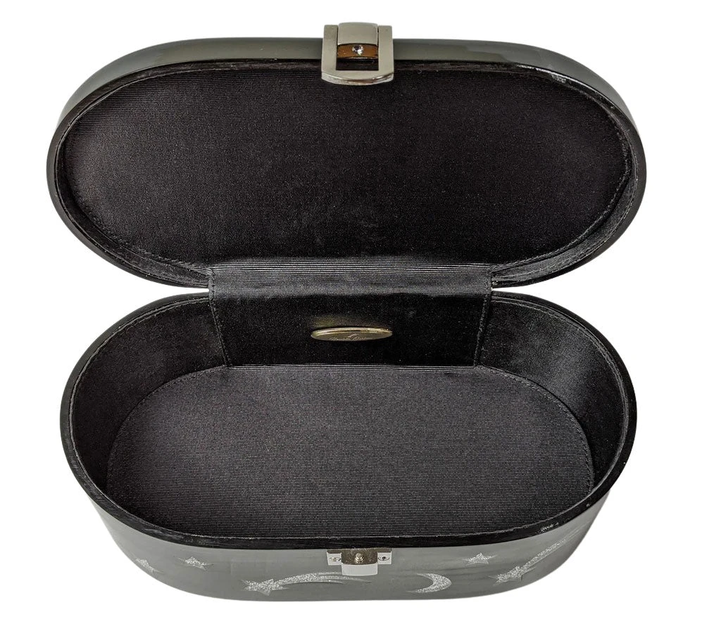 Nicoletta Carlone "Emma" Mid-Century Style Acrylic Purse - Black And Silver Shop Nicoletta Carlone "Emma" Mid-Century Style Acrylic Purse - Black And Silver Shop