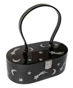 Nicoletta Carlone "Emma" Mid-Century Style Acrylic Purse - Black And Silver Shop