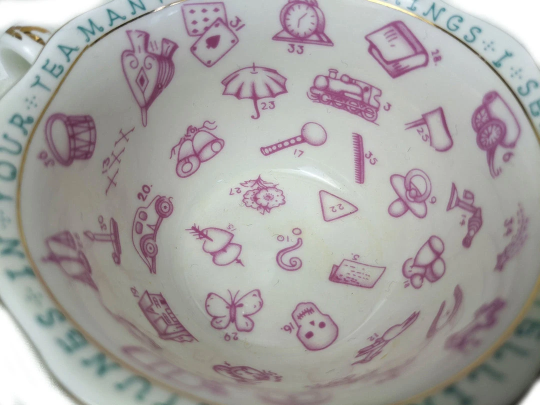 Nicoletta Carlone "Natalie" 1920s Style Fortune Telling Teacup And Saucer Set 9 Nicoletta Carlone "Natalie" 1920s Style Fortune Telling Teacup And Saucer Set