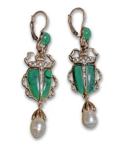 Nicoletta Carlone Shop "Florentina" Green Enamel Beetle Earring