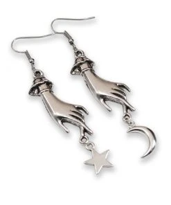 Nicoletta Carlone "Galaxy" Moon And Star Hand Earrings