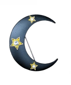 Nicoletta Carlone "Ariadne" Victorian Style Mourning Crescent Moon Brooch