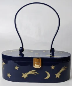 Nicoletta Carlone Shop "Emma" Mid-Century Style Acrylic Purse - Blue And Gold