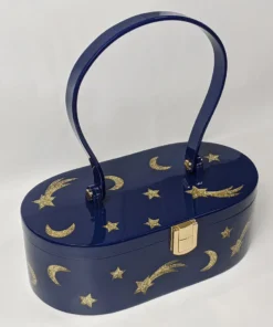Nicoletta Carlone Shop "Emma" Mid-Century Style Acrylic Purse - Blue And Gold