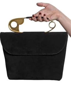 Nicoletta Carlone ACCESSORIES "Renata" 1940s-50s Style Suede Safety Pin Bag (pre-order)