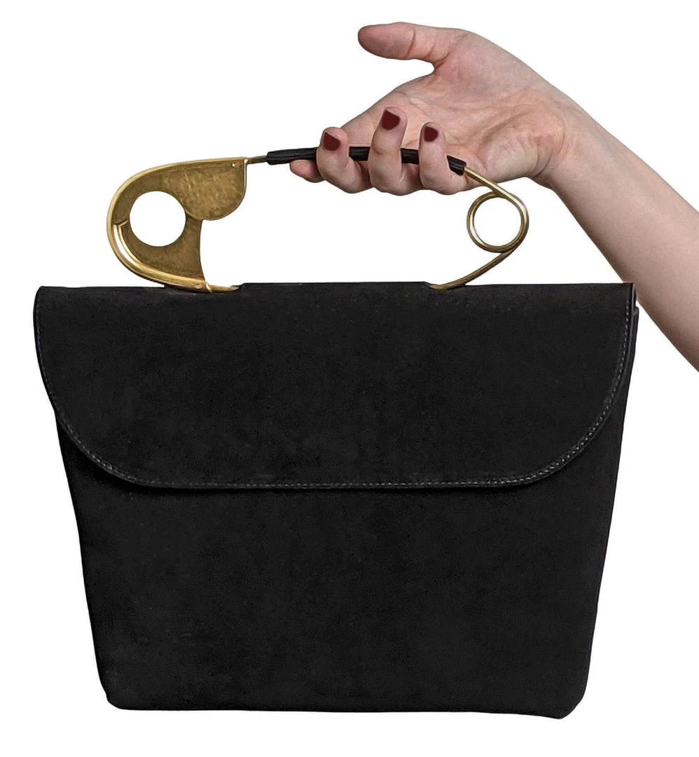 Nicoletta Carlone ACCESSORIES "Renata" 1940s-50s Style Suede Safety Pin Bag (pre-order) Nicoletta Carlone ACCESSORIES "Renata" 1940s-50s Style Suede Safety Pin Bag (pre-order)