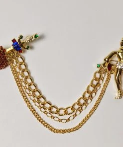 Nicoletta Carlone "Ardith" 1940s Style Fencer And Dagger Chatelaine Brooch