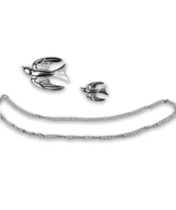 Nicoletta Carlone "Etienne" Silver-tone 1940's Style Swallows Brooch Pair