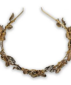 Nicoletta Carlone "Chione" Golden Flowers And Rhinestones Tiara Headwear & Hair Jewelery 4 Nicoletta Carlone