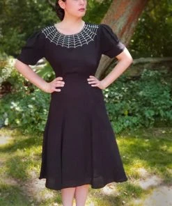 Nicoletta Carlone "Charlotte" 1940s Style Hand Beaded Spiderweb Dress Shop