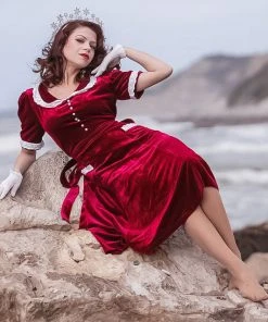 Nicoletta Carlone "Mia" Burgundy Velvet 1930s-40s Style Dress Shop