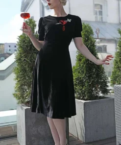 Nicoletta Carlone READY TO WEAR "Jezebel" Dagger And Heart Velvet Late 1930s Style Dress