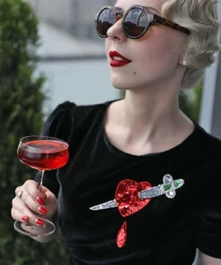 Nicoletta Carlone READY TO WEAR "Jezebel" Dagger And Heart Velvet Late 1930s Style Dress