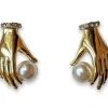Nicoletta Carlone "Lettie" Gold-tone Hand And Pearl Earrings