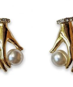 Nicoletta Carlone "Lettie" Gold-tone Hand And Pearl Earrings
